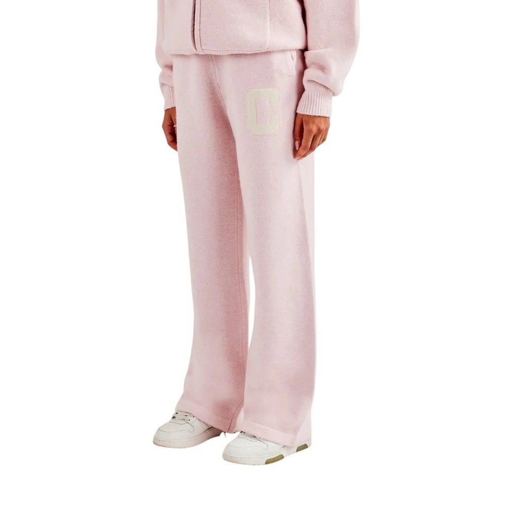 Cernucci Knit Flare Pants Womens S Pink Wide Leg Streetwear Y2K Casual Cozy
